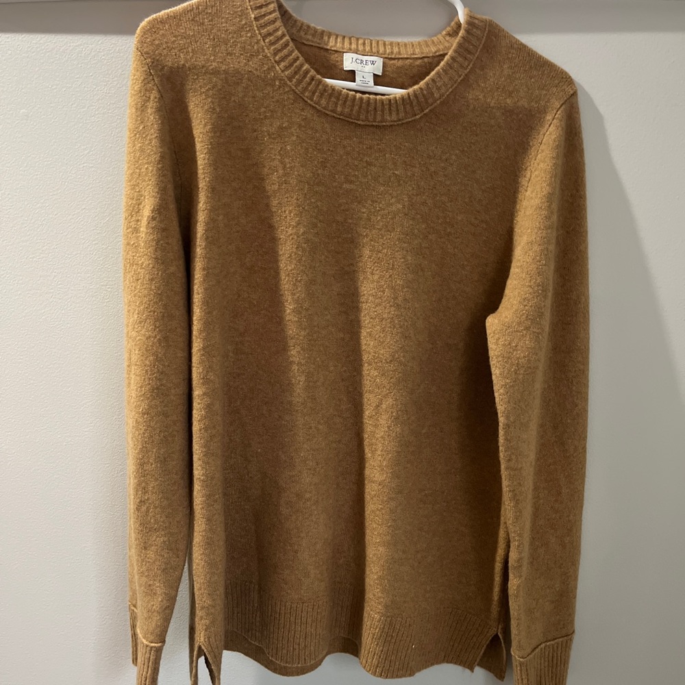 J Crew camel tan crewneck sweater